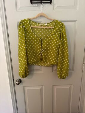 Levi’s Green Floral Tie-Front Blouse size Large